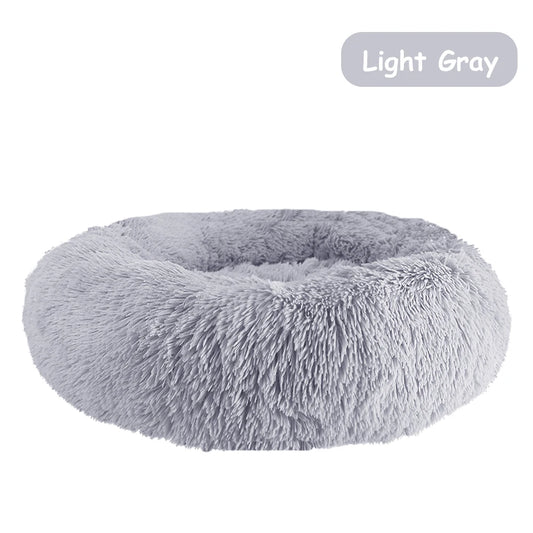 Donut Dog Bed Warm Soft Long Plush Pet Bed for Samll Large Dog House Cat Calming Beds Washable Winter Kennel Sofa Cushion Mat